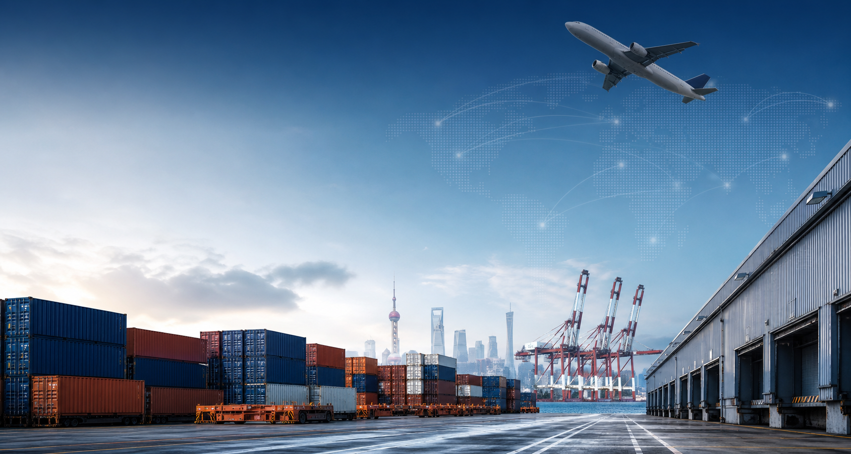 International port, containers and air freight